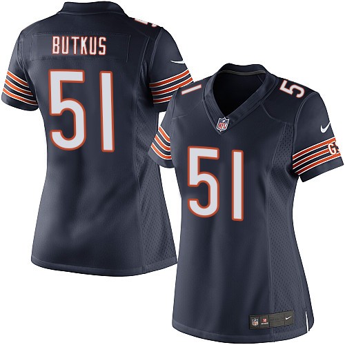 Women's Limited Dick Butkus Nike Jersey Navy Blue Home - #51 NFL Chicago Bears